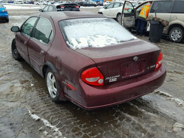 JN1CA31A21T311712 - 2001 NISSAN MAXIMA GXE BURGUNDY photo 3