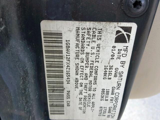 1G8AV12FX4Z165434 - 2004 SATURN ION LEVEL BLACK photo 10