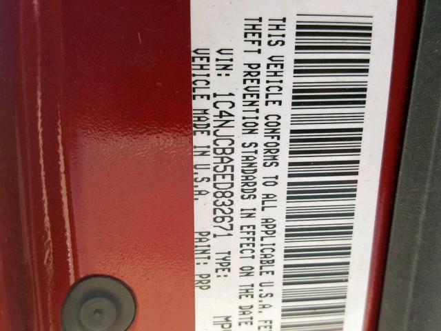 1C4NJCBA5ED832671 - 2014 JEEP COMPASS SP 红色 照片 10