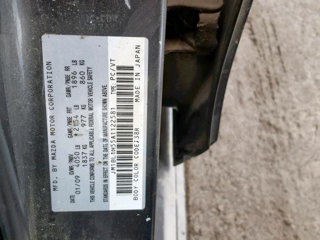 JM1BL1H55A1122581 - 2010 MAZDA 3 S GRAY photo 10