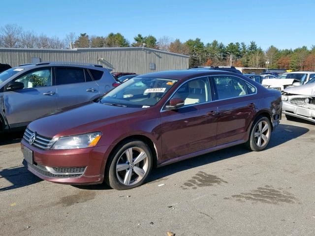 1VWBP7A31DC019227 - 2013 VOLKSWAGEN PASSAT SE BURGUNDY photo 2