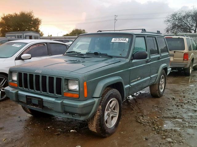 1J4FF58S5YL186280 - 2000 JEEP CHEROKEE C GREEN photo 2