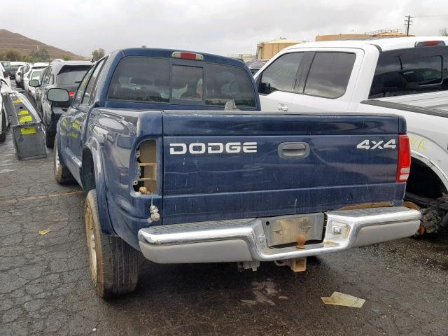 1B7HG2AN91S299336 - 2001 DODGE DAKOTA QUA BLUE photo 3