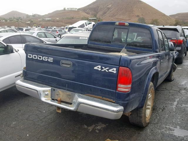 1B7HG2AN91S299336 - 2001 DODGE DAKOTA QUA BLUE photo 4