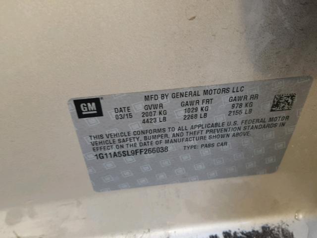 1G11A5SL9FF266038 - 2015 CHEVROLET MALIBU LS 棕色 照片 10