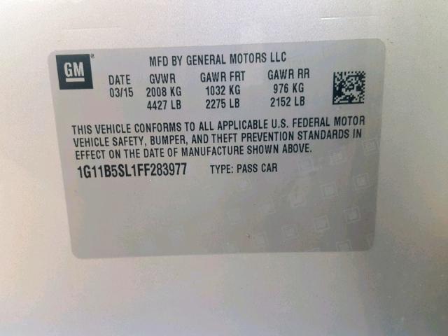 1G11B5SL1FF283977 - 2015 CHEVROLET MALIBU LS SILVER photo 10