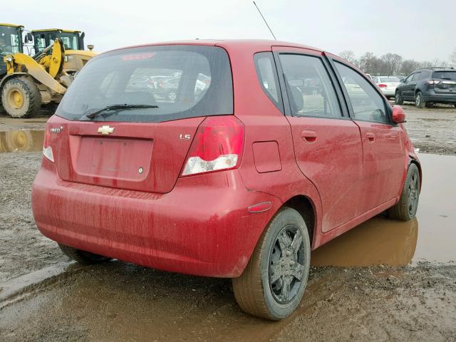KL1TD66618B222313 - 2008 CHEVROLET AVEO BASE Қызыл фото 4