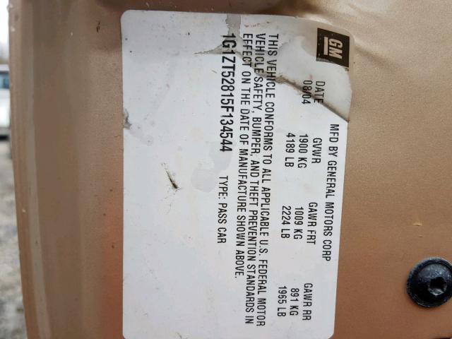 1G1ZT52815F134544 - 2005 CHEVROLET MALIBU LS 金色 照片 10