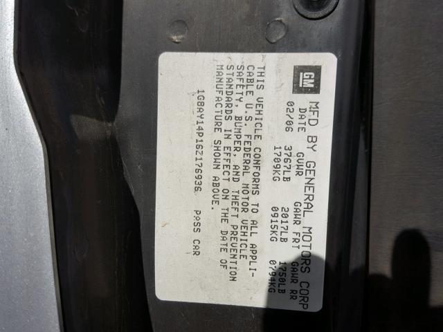 1G8AY14P16Z176936 - 2006 SATURN ION REDLIN SILVER photo 10