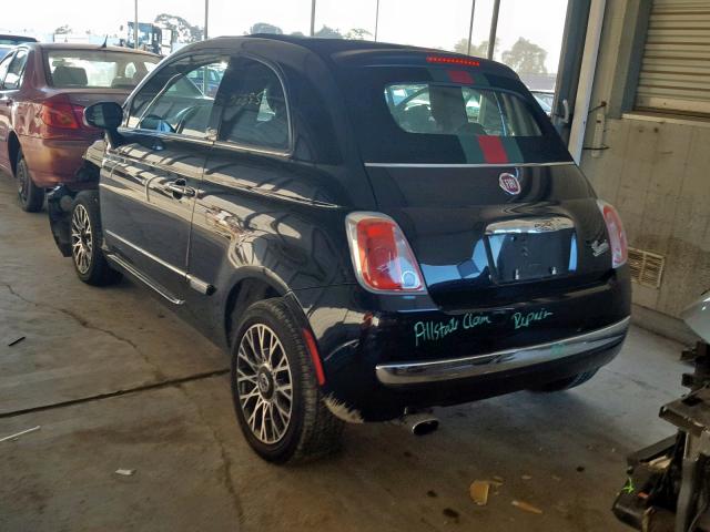 3C3CFFER6CT265720 - 2012 FIAT 500 LOUNGE BLACK photo 3