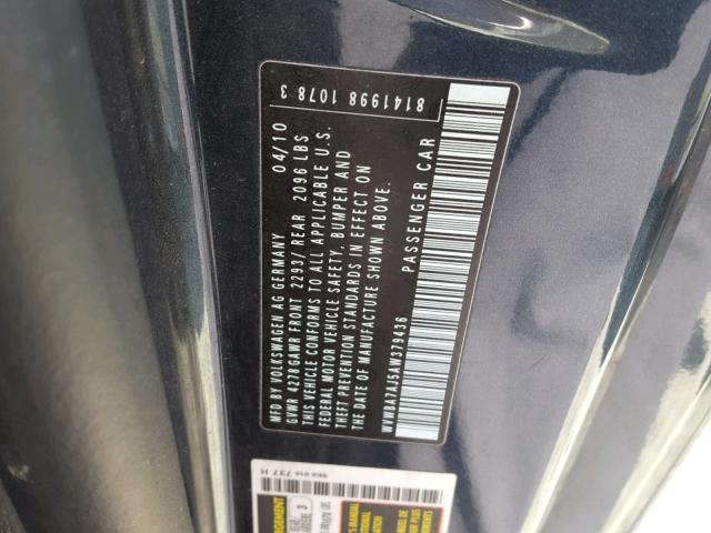 WVWBA7AJ5AW379436 - 2010 VOLKSWAGEN GOLF 蓝色 照片 10