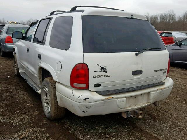 1D8HR48Z83F526205 - 2003 DODGE DURANGO SL WHITE photo 3