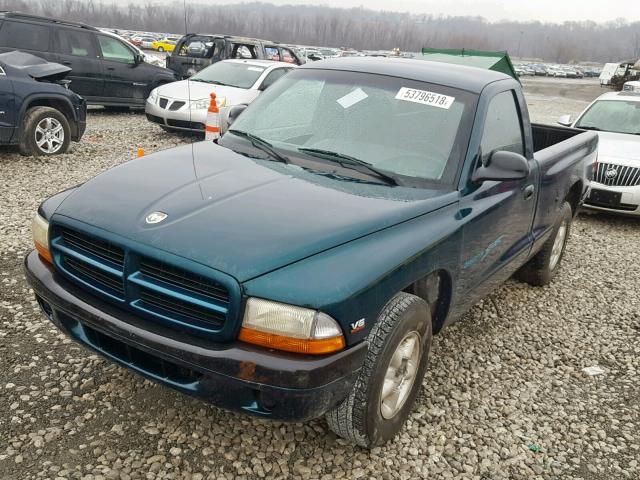 1B7FL26X7WS677125 - 1998 DODGE DAKOTA GREEN photo 2