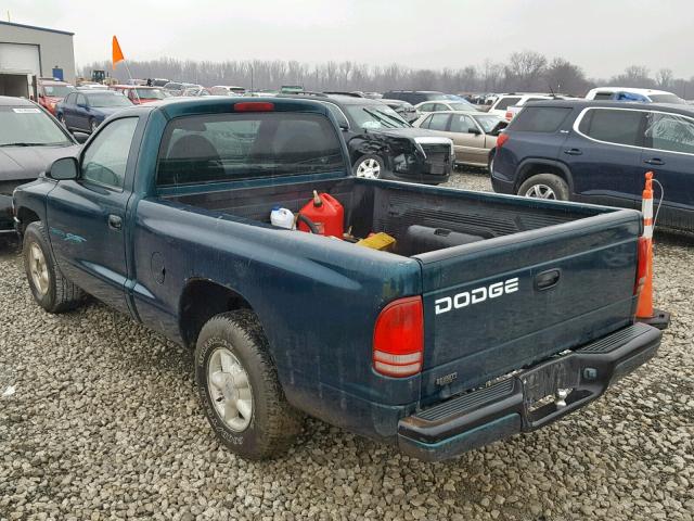 1B7FL26X7WS677125 - 1998 DODGE DAKOTA GREEN photo 3