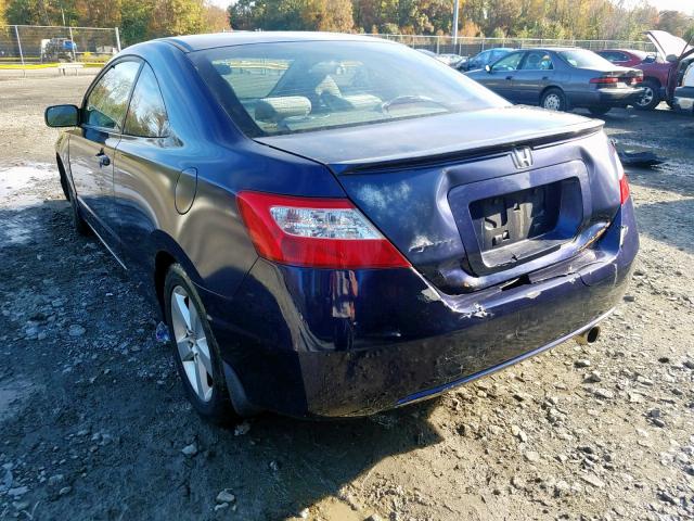 2HGFG12828H512785 - 2008 HONDA CIVIC EX BLUE photo 3