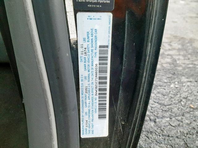 3VWCB21C71M460036 - 2001 VOLKSWAGEN NEW BEETLE Qara foto 10