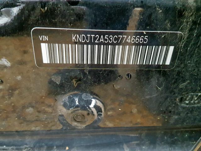 KNDJT2A53C7746665 - 2012 KIA SOUL BLACK photo 10