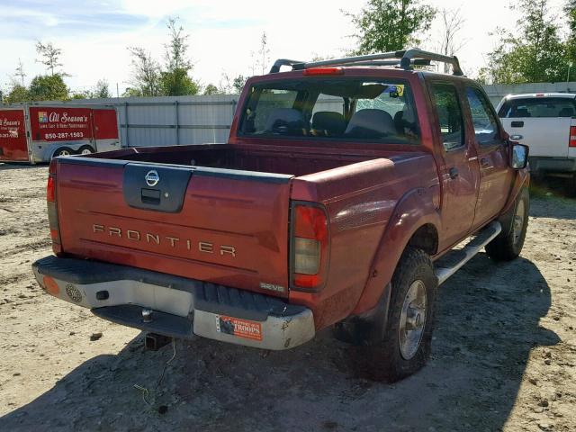 1N6ED27Y11C318949 - 2001 NISSAN FRONTIER C RED photo 4