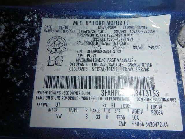 3FAHP0DC3AR413153 - 2010 FORD FUSION SPO BLUE photo 9