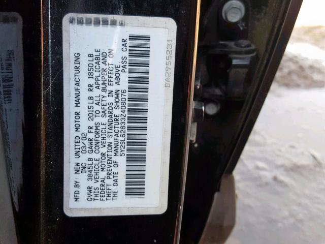 5Y2SL62833Z408076 - 2003 PONTIAC VIBE BLACK photo 10