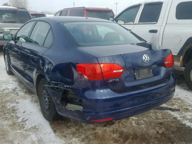 3VW2K7AJ5CM404266 - 2012 VOLKSWAGEN JETTA BASE BLUE photo 3