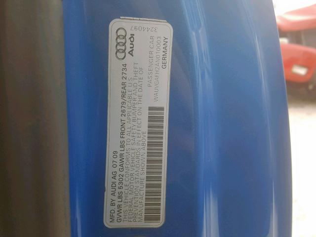 WAUVGAFH2AN010003 - 2010 AUDI S5 PRESTIG BLUE photo 10