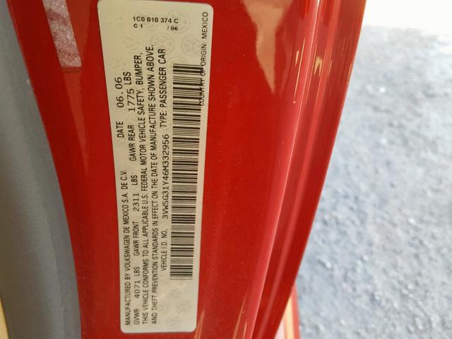 3VWSG31Y46M332956 - 2006 VOLKSWAGEN NEW BEETLE Qırmızı foto 10