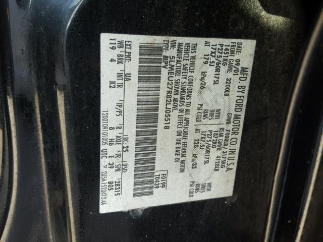 5LMEU27R82LJ05518 - 2002 LINCOLN NAVIGATOR Қара фото 10