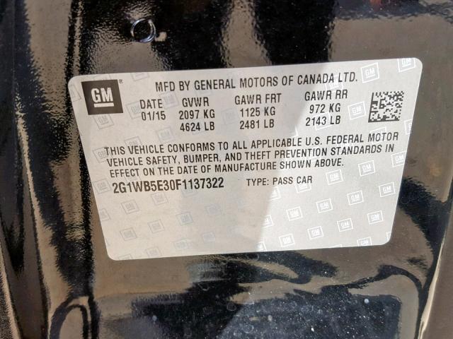 2G1WB5E30F1137322 - 2015 CHEVROLET IMPALA LIM BLACK photo 10