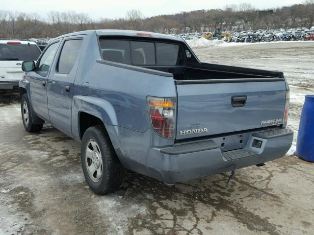 2HJYK16298H524455 - 2008 HONDA RIDGELINE BLUE photo 3