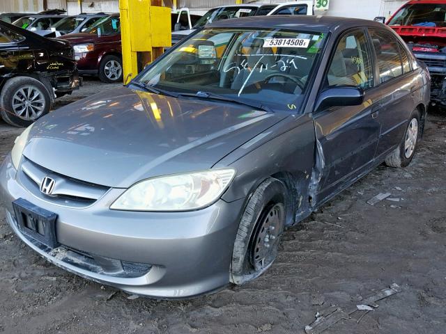 1HGES16385L000651 - 2005 HONDA CIVIC DX V GRAY photo 2