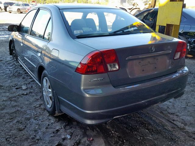 1HGES16385L000651 - 2005 HONDA CIVIC DX V GRAY photo 3