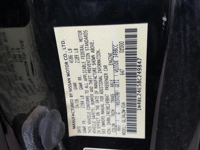 1N4BL24E58C249847 - 2008 NISSAN ALTIMA 3.5 BLACK photo 10