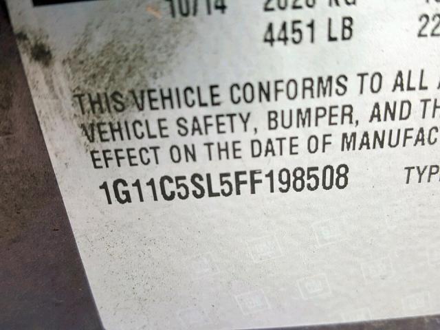 1G11C5SL5FF198508 - 2015 CHEVROLET MALIBU 1LT BLACK photo 10