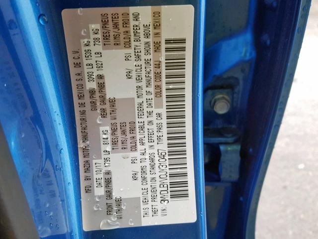 3MYDLBYV0JY310467 - 2018 TOYOTA YARIS IA BLUE photo 10