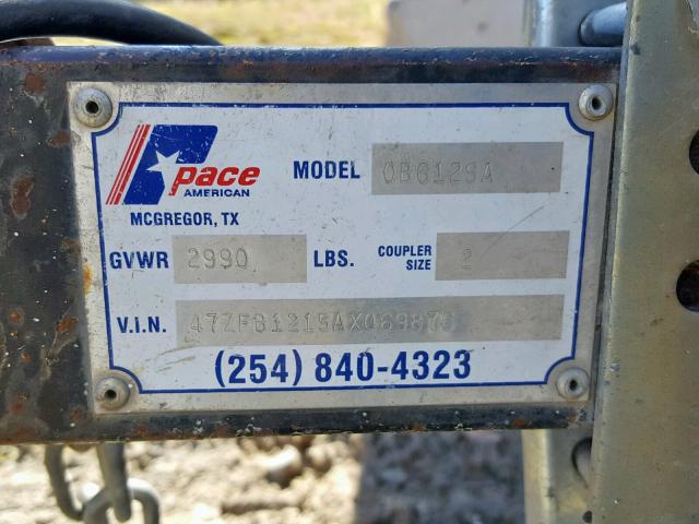 47ZFB1215AX069876 - 2010 PACE AMERICAN WHITE photo 10