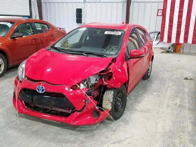 JTDKDTB32F1100044 - 2015 TOYOTA PRIUS C RED photo 2