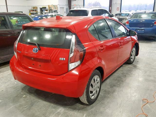 JTDKDTB32F1100044 - 2015 TOYOTA PRIUS C RED photo 4