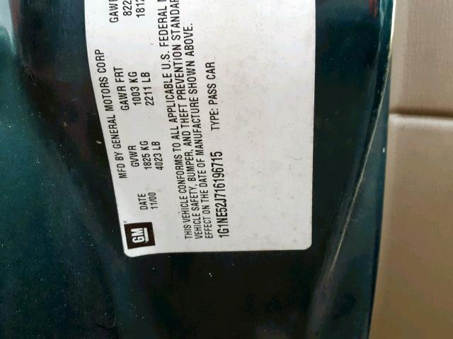 1G1NE52J716196715 - 2001 CHEVROLET MALIBU LS 绿色 照片 10