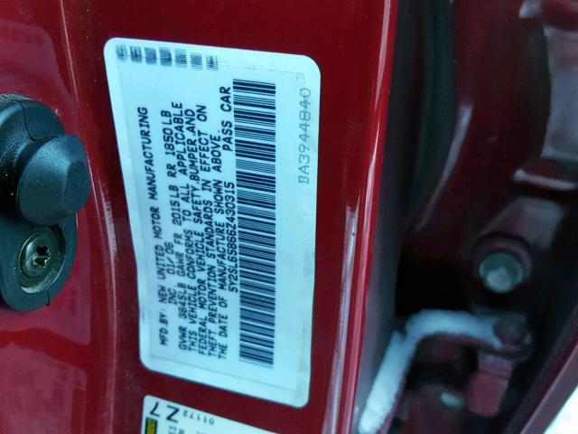 5Y2SL65866Z430315 - 2006 PONTIAC VIBE RED photo 10