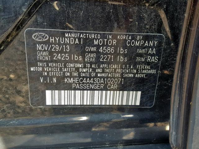 KMHEC4A43DA102071 - 2013 HYUNDAI SONATA HYB BLACK photo 10