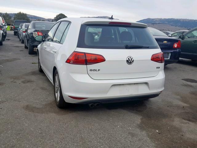 3VW2A7AU9FM084855 - 2015 VOLKSWAGEN GOLF TDI WHITE photo 3