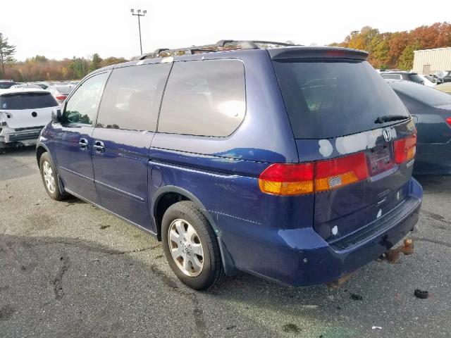 5FNRL18844B089741 - 2004 HONDA ODYSSEY EX BLUE photo 3