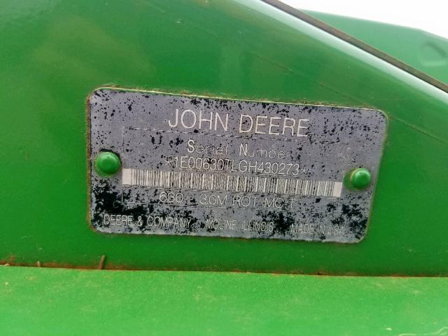 1E00630TLGH430273 - 2016 JOHN DEERE 630 GREEN photo 10