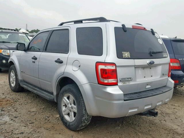 1FMCU4K32AKB91325 - 2010 FORD ESCAPE HYB SILVER photo 3