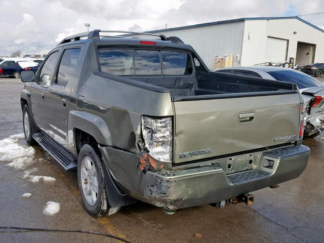 2HJYK16526H523414 - 2006 HONDA RIDGELINE GREEN photo 3