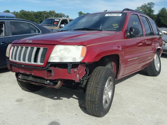 1J4GW58N64C152213 - 2004 JEEP GRAND CHER BURGUNDY photo 2