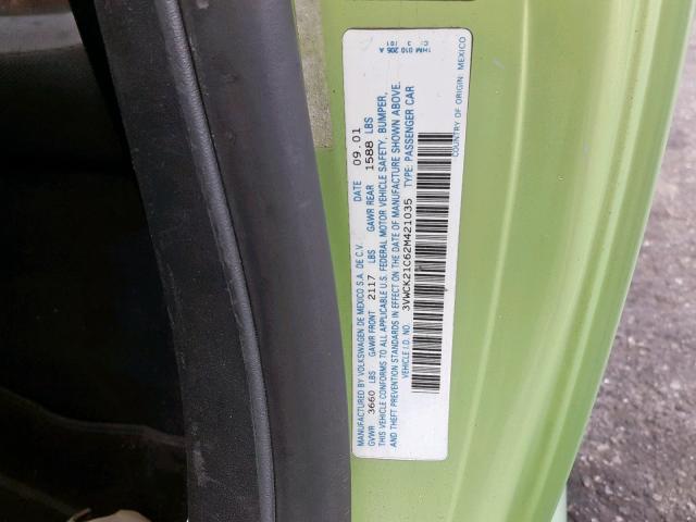 3VWCK21C62M421035 - 2002 VOLKSWAGEN NEW BEETLE 绿色 照片 10