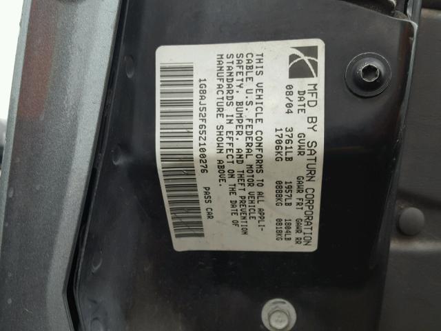 1G8AJ52F65Z100276 - 2005 SATURN ION LEVEL GRAY photo 10