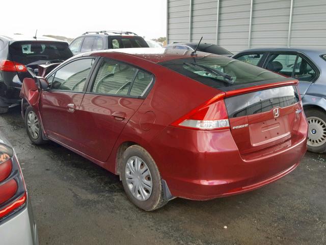 JHMZE2H54AS015058 - 2010 HONDA INSIGHT LX BURGUNDY photo 3